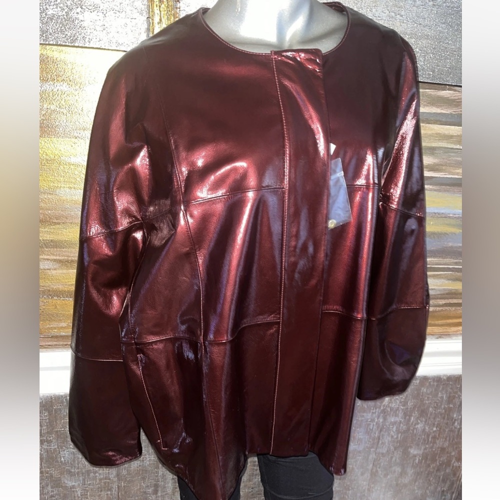 Marina Rinaldi Leather Jacket US18W New